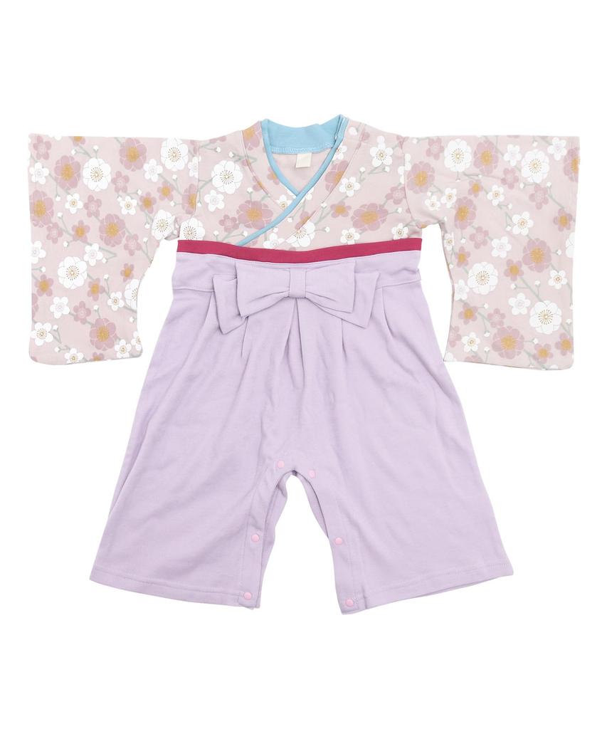 Hakama-Strampler für Mädchen, Baby-Hakama-Overall, Pflaume [KYOETSU] (80, Rosa)
