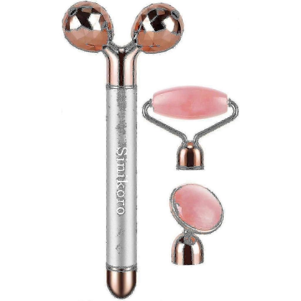 3 In 1 Electric Jade Massager 3d Roller And Facial Massager Rose Quartz
