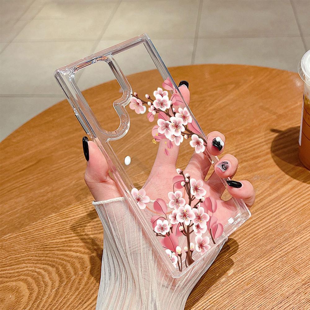 Cute Daisy Floral Transparent Phone Case For Samsung Galaxy S26 S25 S23 S22 Ultra Plus Clear Soft TPU Shockproof Flower Cover