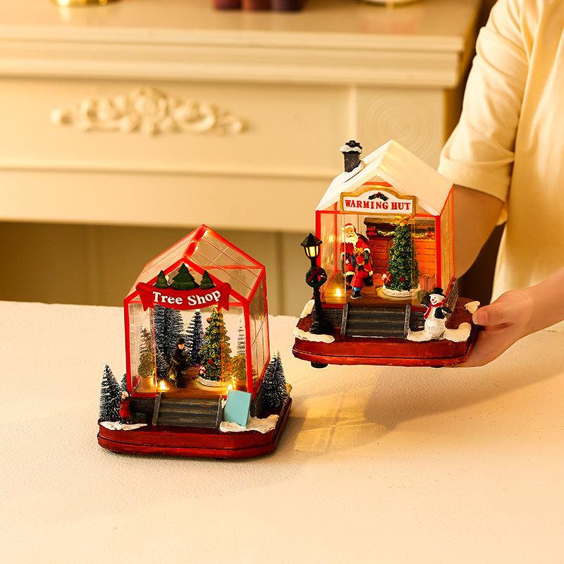 Christmas Gift Music Box Light Up Rotating House Christmas Decorations Music Box Tabletop Gift