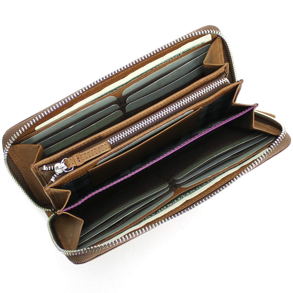 Hamnett Wallet Made of High Quality Domestic Soft Round Brown [Catherine London] Leather, Soft, Zipper,