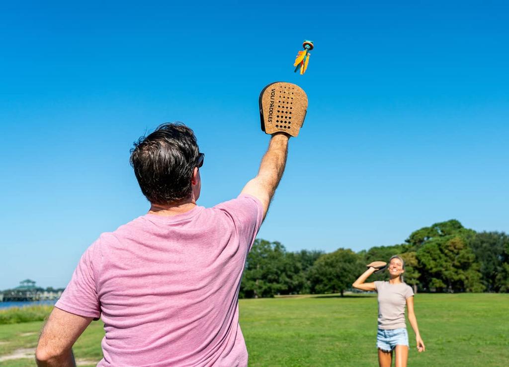 Waboba VOLI Paddle Game Rethinking Outdoor Games Backyard Set 2 Wearable Paddles and 1 Extra Large Shuttlecock - - Includes