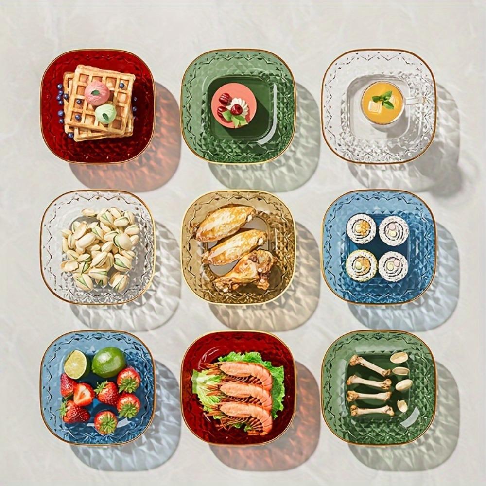 5PCS Transparent Appetizer Plate Square Bone Spitting Dish Dining Table Waste Dish Living Room