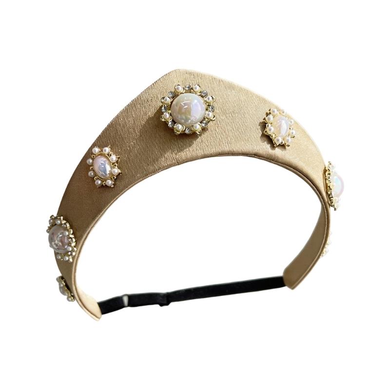 A52E Sweet Cosplay Pearls Studded Hairband Elizabethan Decorative Coronet Photo Props