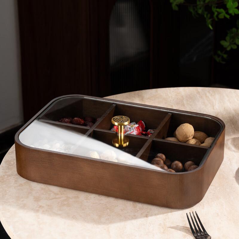 Bamboo Six-Grid Snack and Candy Box with Lid