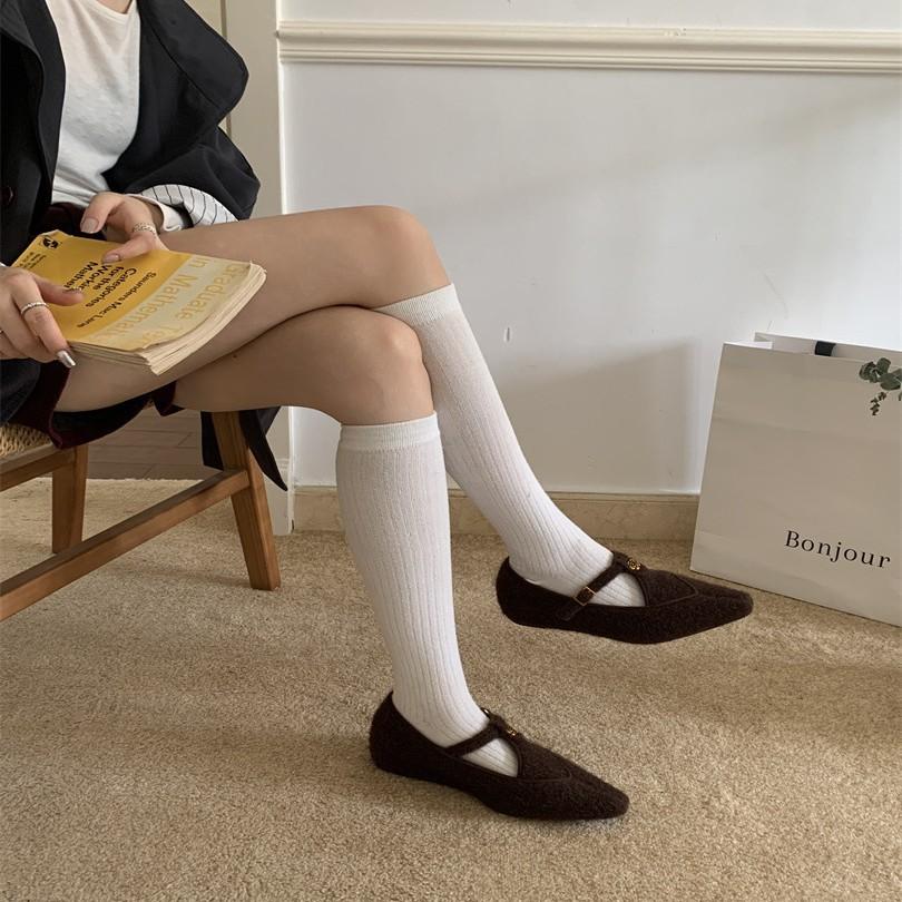 French low-heeled gray single shoes with skirt evening shoes women's shoes 2025 early autumn square head Mary Jane