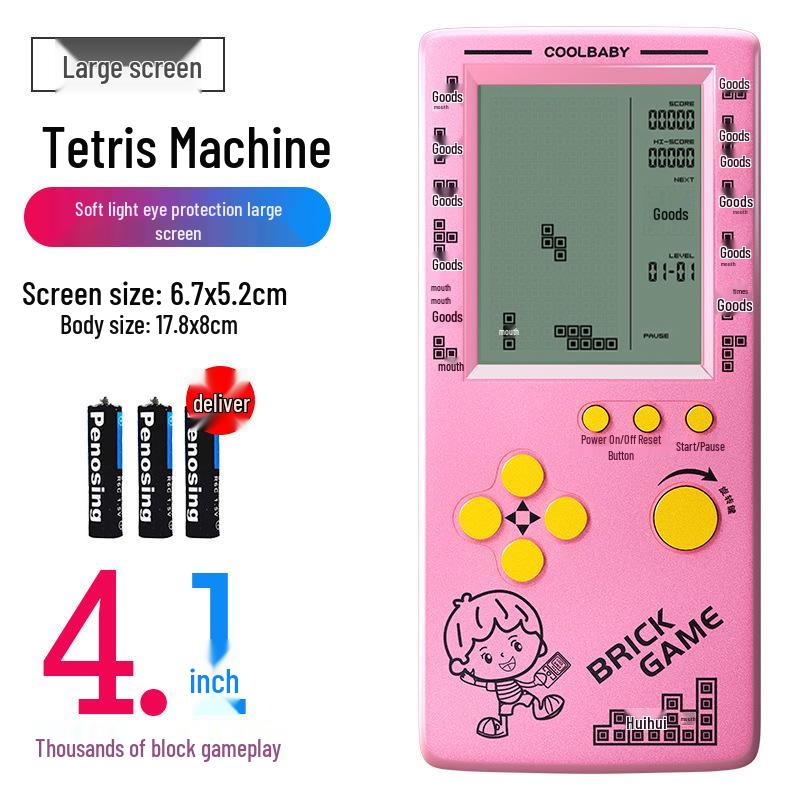 4,1-Zoll Retro Tetris Spielkonsole: Handheld Lernspielzeug für Kinder im Vintage-Stil