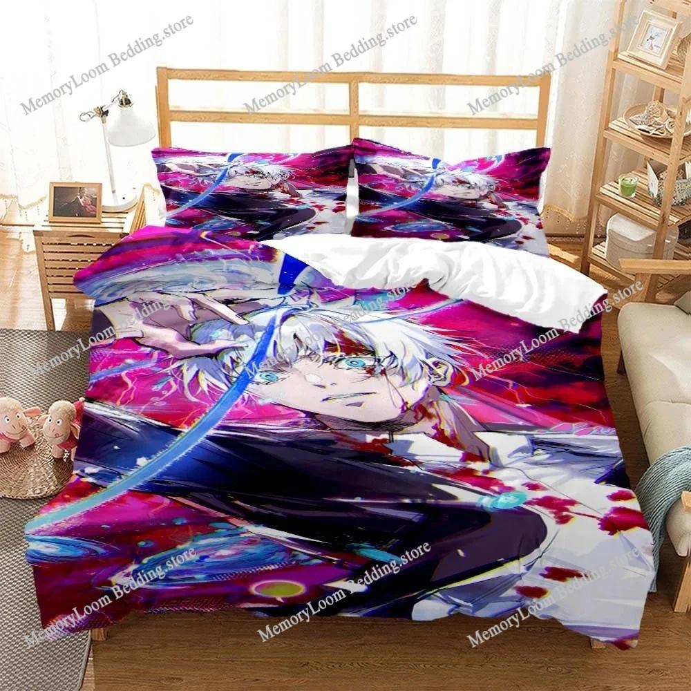 Jujutsu Kaisen Gojo Satoru Fun Cartoon Poster Sheets Quilt Covers Bedding Dormitory Soft Warm Cozy Breathable Bed Sheet Set