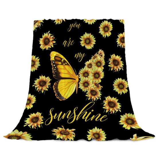 Spring Summer Flowers Blanket Soft Cozy Flannel Floral Nap Blanket Washable Daisy Sunflower Throw Blanket for Bed Couch Sofa Farmhouse Decor