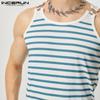 INCERUN Herren Sommer Ärmellose Tanktops Streifendruck Racerback Weste