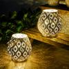 TRIROCKS Moroccan-Style Metal Table Lamps, Set of 2, 18cm Tall, Cordless, with LED Fairy Light Bulbs, Ideal for Home, Living Room, Party, Tabletop,