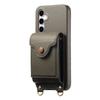 For Samsung Galaxy A16 5G/4G Case Mirror Card Holder Litchi Texture Leather Phone Back Cover with Long Strap