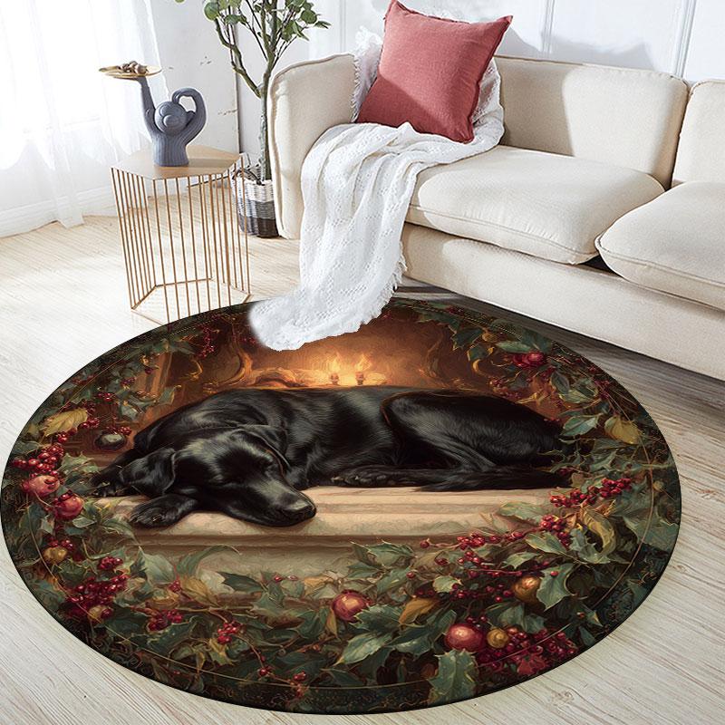 Christmas Dogs pattern round rug,Carpet Rug for Living Room Bedroom Playroom ,Non-slip Floor Mat,Holiday Gifts and Birthday Gifts.