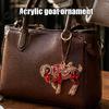 Festive Flame Red Pendant Acrylic Goat Christmas Tree Pendant, Decorative Hanging Ornament with Decoration Rhinestone, Golden Cord for New Year Party