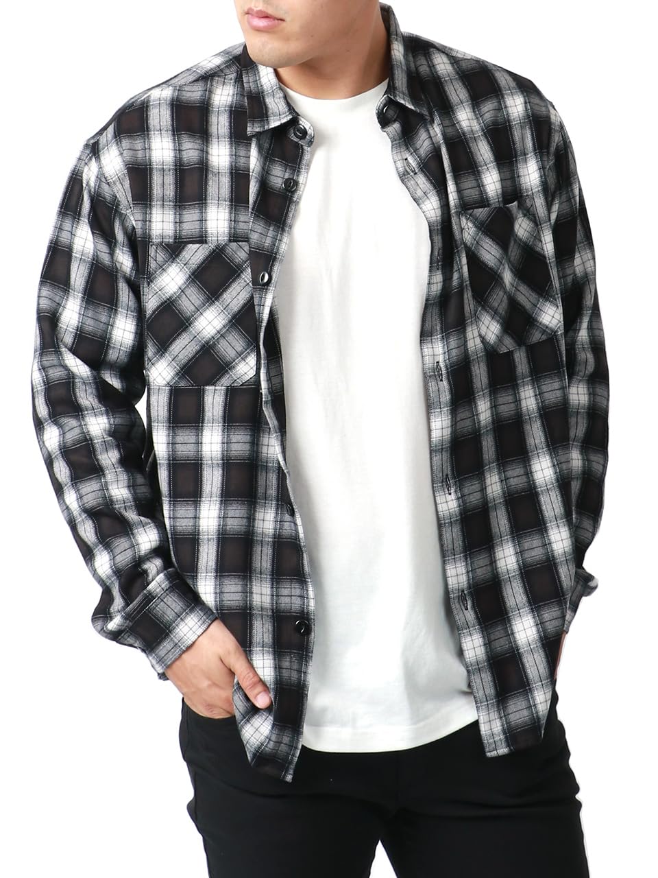 

Клетчатая Повседневная Длинная Американская L [MRU] Рубашка, Мужская Рубашка, M-6L, Рукав, Простая, Повседневная, Белая, белый