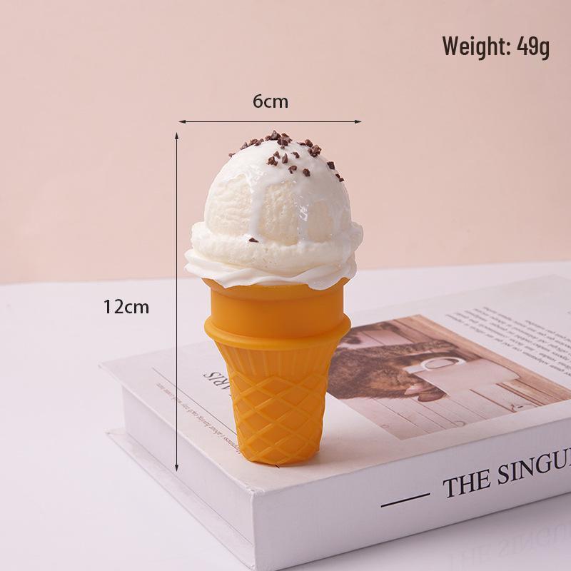 

PU Ice Cream Cone Model Squeeze Toy - Dessert Night Market Decoration 12cm High