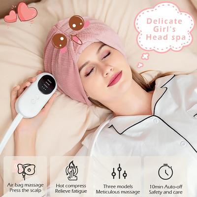 Masajeador eléctrico de cabeza a presión de aire, diadema calefactora, cabezal de amasado, Airbag, cinturón de masaje para el cuero cabelludo, masaje profundo, alivio del dolor de cabeza
