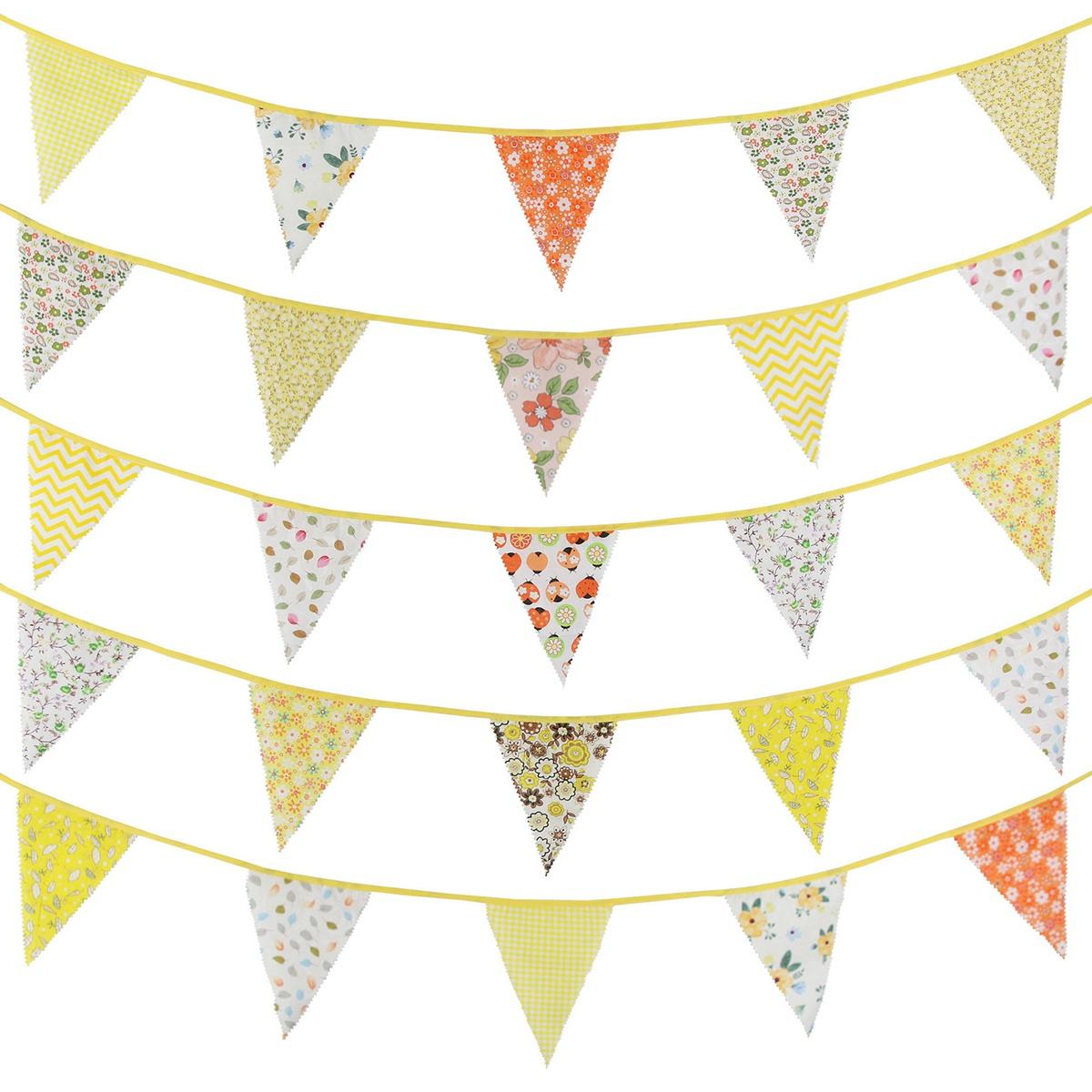 M-Modern-Fabric Bunting Banner 42 Flags 12M Cotton Party Bunting Garden Garland Playroom Wedding Birthday Parties Decoration verde