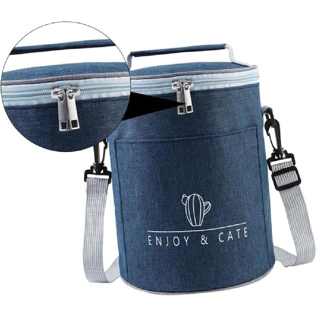 Portable Navy Insulated Lunch Bag - Oxford Cloth Thermal Cooler Tote for Camping Picnics and Travel