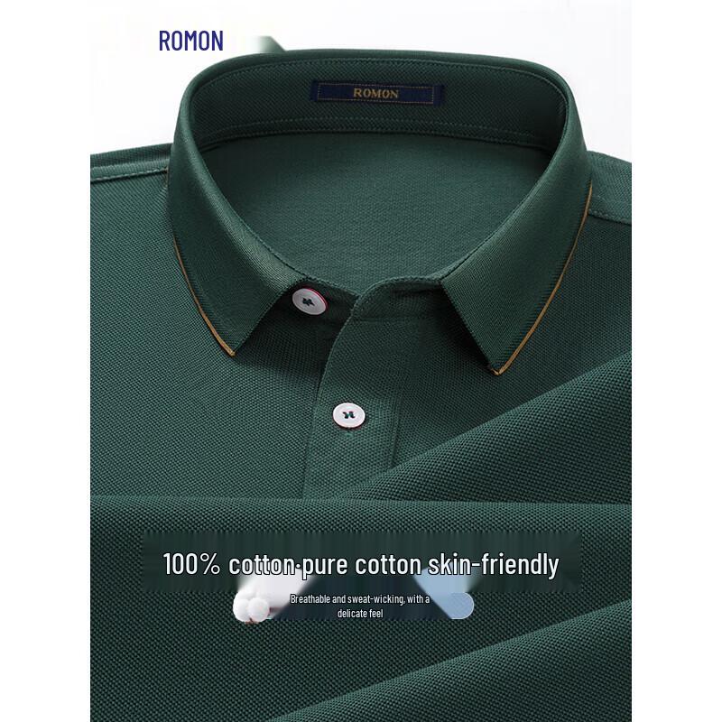 ROMON Men's 100% Cotton Short Sleeve Polo Shirt