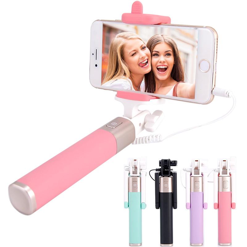Pink Selfie Stick With Rotating Mirror And Rechargeable Light For Content Creators