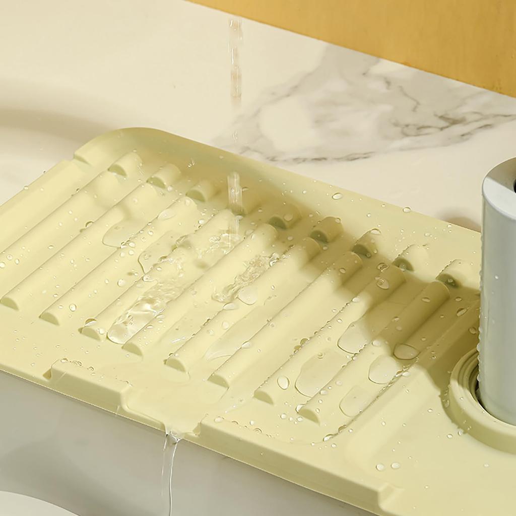 Faucet Mat for Kitchen Sink - 2025 Upgraded Premium Silicone Splash Guard with Fast Drying Properties - Protective Sink Tray Ide