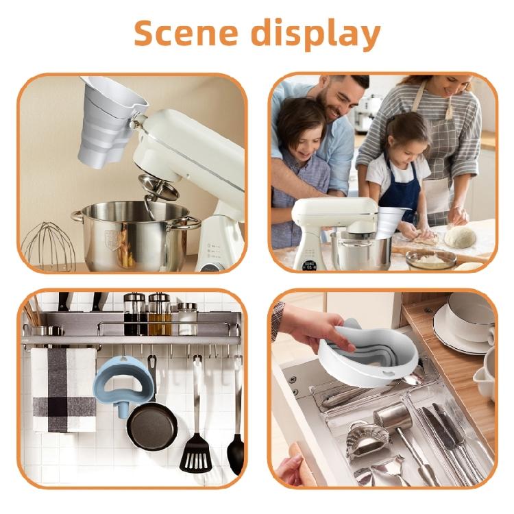 Ergonomic Baking Funnel For Mixer Foldable Silicone Clog Flour Dispenser Kitchen Organization for Mixer Space Saving
