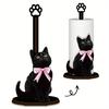 Wooden Base Bow Kitty Kitchen Towel Rack Cute Food Wrap Storage Rack  For Kitchen