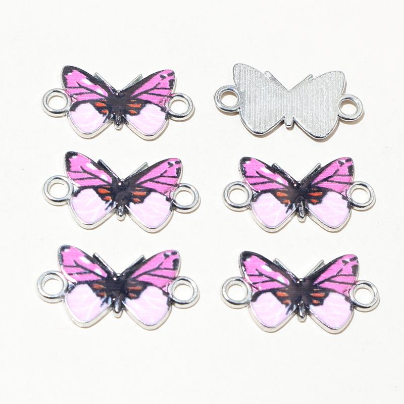 10pcs 14x16mm Acrylic Butterfly Charms Alloy Metal Charm Pendant For Necklace Bracelet DIY Jewelry Making Accessories Findings