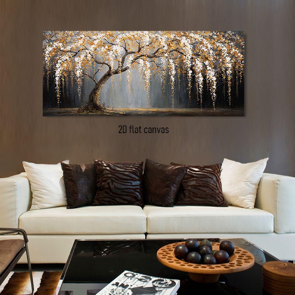 

1pcs Modern Simple Wealth Tree Oil Painting Living Room Entrance Decoration Painting Light Luxury Style Gold Foil Hanging Painti (as the picture,50x100cm No Frame)