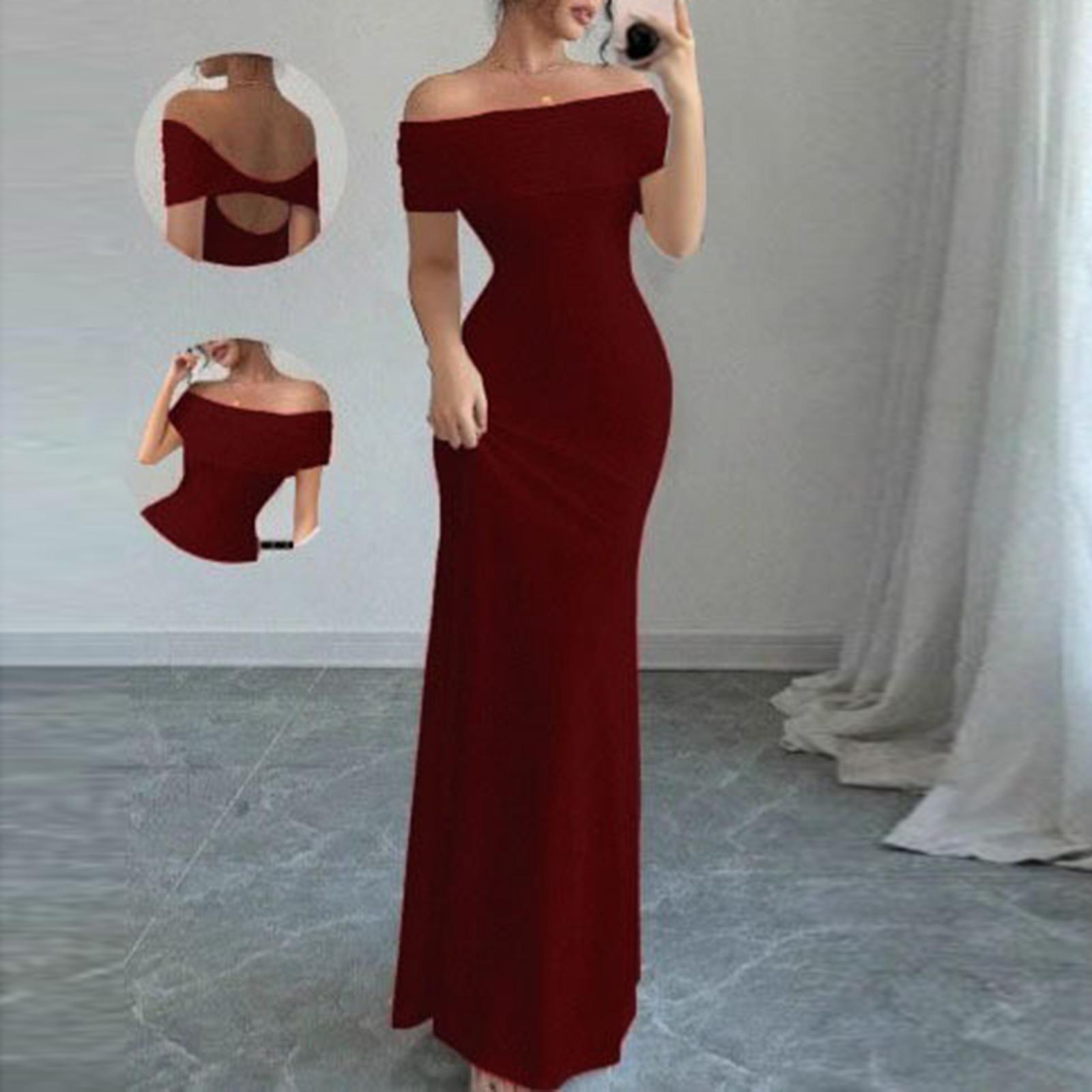 Womens Summer Dresses Short Sleeve Round Neck Loose Sundresses XL винный