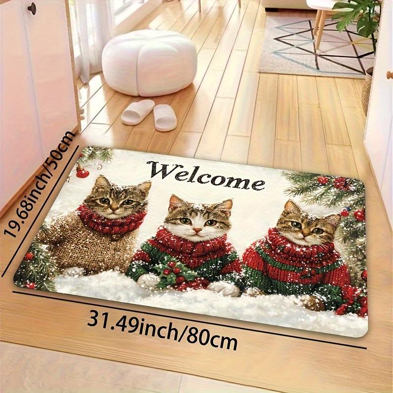 1Pcs Anti Fatigue Kitchen Rugs Cute Cats  Print Waterproof Non-Slip Thick Cushioned Kitchen Mat Heavy Duty Comfort Standing Mat for Kitchen