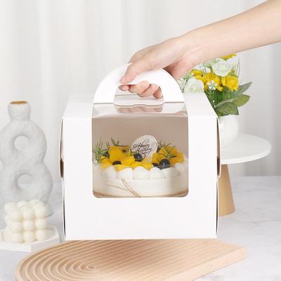 White Windowed Birthday Cake Box (3-8 Inches) - Handheld Baking Packaging