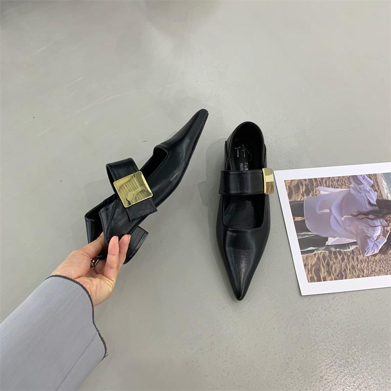 

Bailamos 2025 New Women Flats Spring Autumn Pointed Toe Buckle Straps Shallow Ladies Soft Loafers Lightweight Fashion Female Dre 35