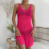 Women's Beach Dress Solid Color Sexy Knit Hollow Beach Bikini Swimsuit Cover Up