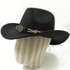 Dark purple Cowboy Hat New Jazz Knight hat cowboy hat monochrome felt hat men's and women's large brim outdoor hat