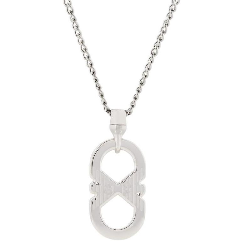 Emporio Armani Stripe Design Geometric Pattern Stainless Steel Necklace Men s Silver Silver  basic packaging-branded original box серебряный