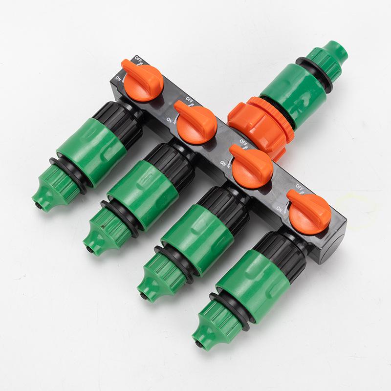 Garden Hose 4-Way Water Splitter with Switch Valve Connector