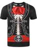 Men's Mariachi Graphic T-Shirts 3D Print Fake Suit Short Sleeve Tee Tops Casual Oversized T Shirt Mexican Costume Streetwear