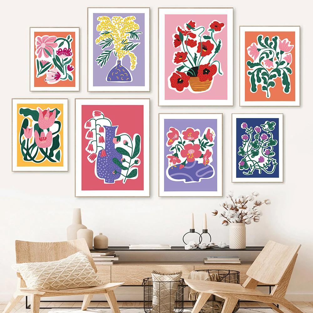 

Flower Poster Canvas Painting Abstract Art Flower Market Print Nordic Style Wall Art Picture for Living Room Home Decoration 21cm×30cm NoFrame
