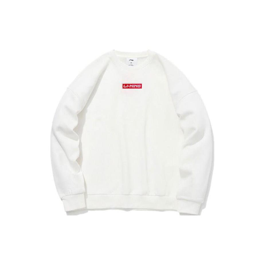 Li Ning Sweatshirts Men s White Crew Neck Moderate Regular YWDT353-1 XL