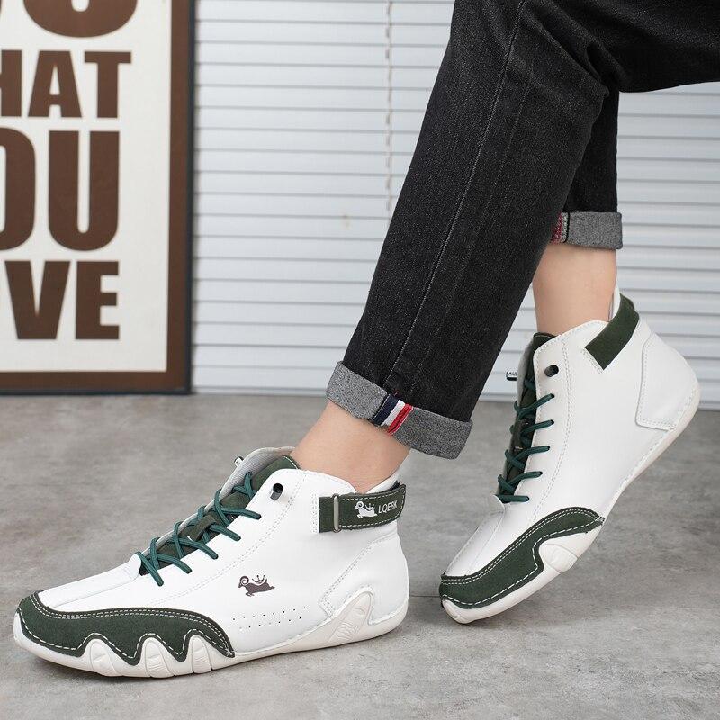 Men's Ankle Boots Winter 2025 Men High Top Sneakers Outdoor Lace-Up Casual Leather Shoes Fashion Loafers Luxury Motorcycle Boots