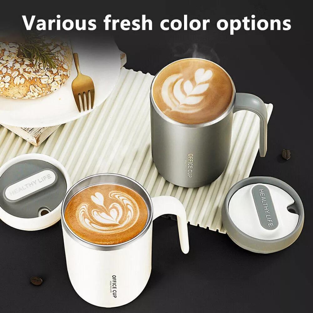 500ML Isolierte Kaffeetasse Reisebecher Thermosflasche aus Edelstahl mit Strohhalm