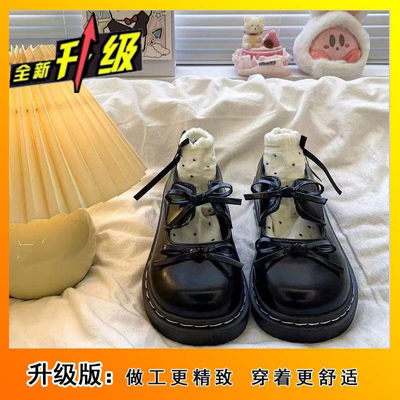 

Shallow mouth with skirt small leather shoes women s new bow platform single shoes Mary Jane women s shoes 35