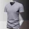 Summer European and American Style Thin Short-sleeved T-shirt Men's Trendy Casual Top Business Breathable Sports V-neck T-shirt Men'