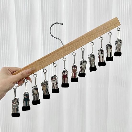 Schrank Hosenbügel mit 12 Klemmen Platzsparend Schrank Organizer Spurloser Metall-Klipsbügel für Yogahosen Leggings Jeans Röcke