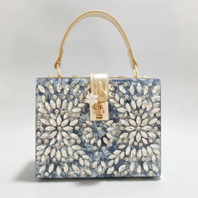 Diamond Evening Bag Shoulder Crossbody Large Capacity Wedding Acrylic Handbag New Brand Women's Luxury Designer Bags Rectangular