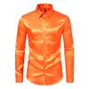 Camicia da uomo lucida in raso a maniche lunghe 2026 - Stile trendy da discoteca per primavera/autunno.