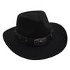 Gekreuztes Stierkopf-Abzeichen Zylinderhut Westlicher Cowboyhut Britischer Jazzhut Nationaler Stil Filzhut Ritterhut Elegant