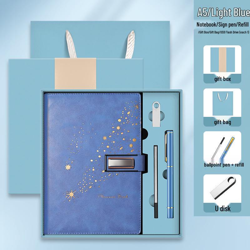 Set de regalo de cuaderno Star Double Line 2026: Libro de registro de reuniones de negocios y oficina de mayor grosor